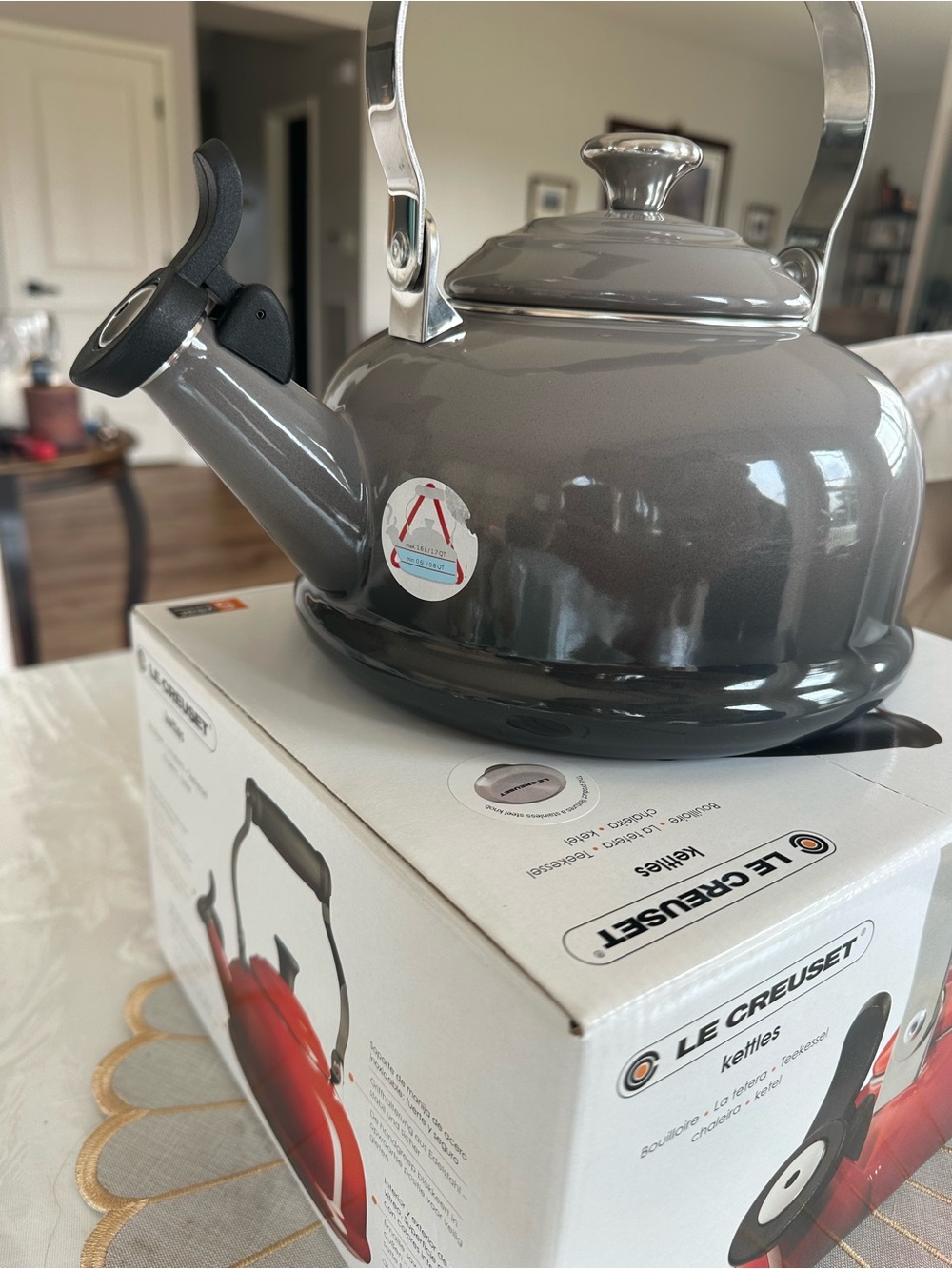 Le Creuset oyster Whistling Kettle with Stainless Handle